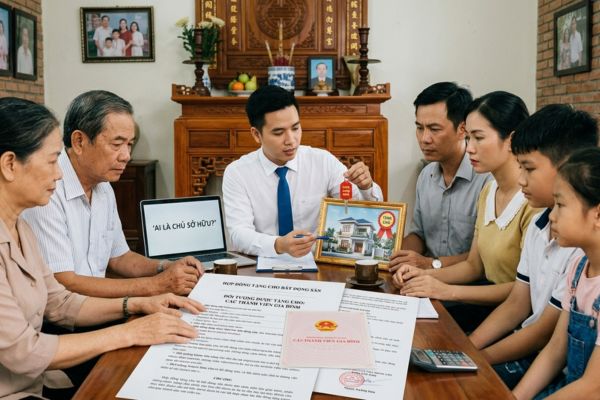 Bất động sản được tặng cho cả gia đình - Ai là chủ sở hữu