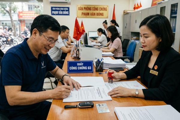 Công chứng hợp đồng mua bán xe điện VinFast