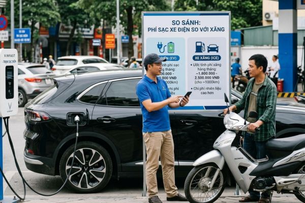 So sánh: Phí sạc xe điện so với xăng