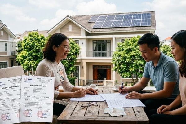 Bán nhà có hệ thống điện mặt trời mái nhà: Thủ tục chuyển nhượng hợp đồng mua bán điện