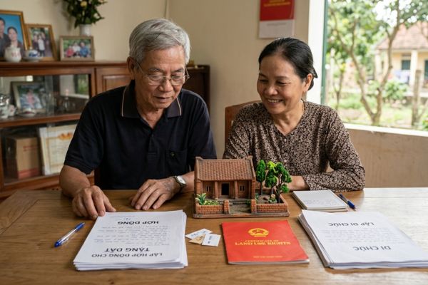 Bố mẹ muốn tặng cho đất cho con cái: Nên lập hợp đồng hay di chúc?
