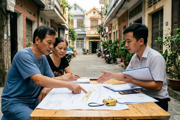 Cho tặng nhà đất dính ngõ đi chung: Lưu ý quan trọng khi lập bản vẽ sơ đồ thửa đất