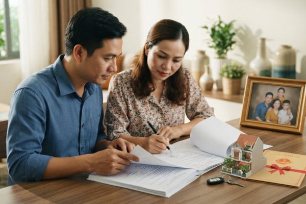 Cho tặng quyền sử dụng đất kết hợp lập văn bản thỏa thuận tài sản vợ chồng