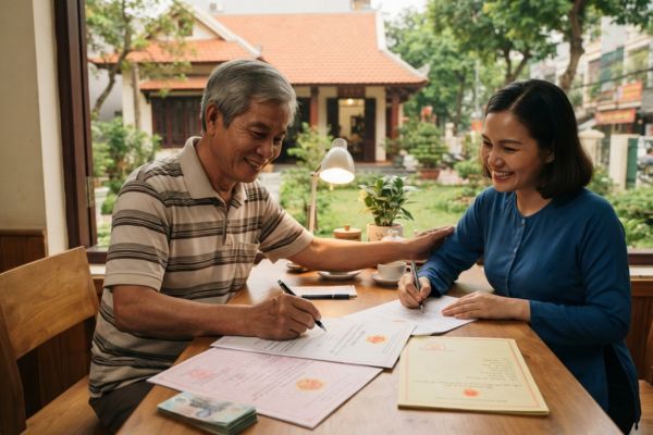 Tặng cho nhà đất giữa cha dượng và con riêng của vợ: Điều kiện miễn thuế trước bạ