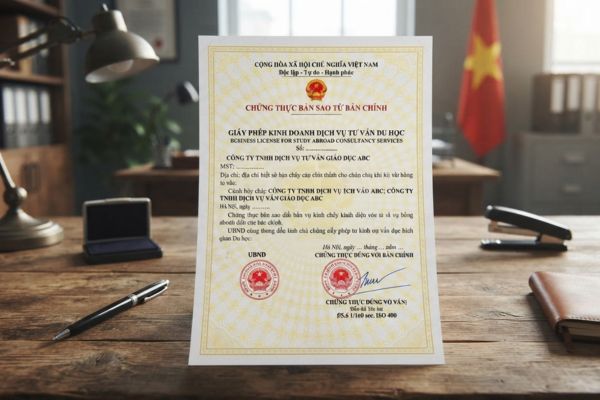 Chứng thực bản sao Giấy phép kinh doanh dịch vụ tư vấn du học