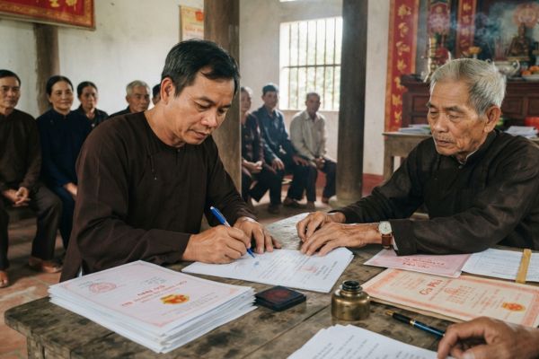 Chứng thực chữ ký trên giấy ủy quyền thay mặt gia đình họp dòng họ chia đất