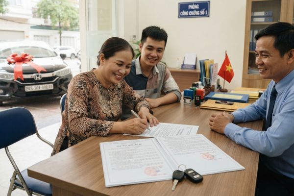 Chứng thực hợp đồng tặng cho xe giữa anh chị em trong gia đình