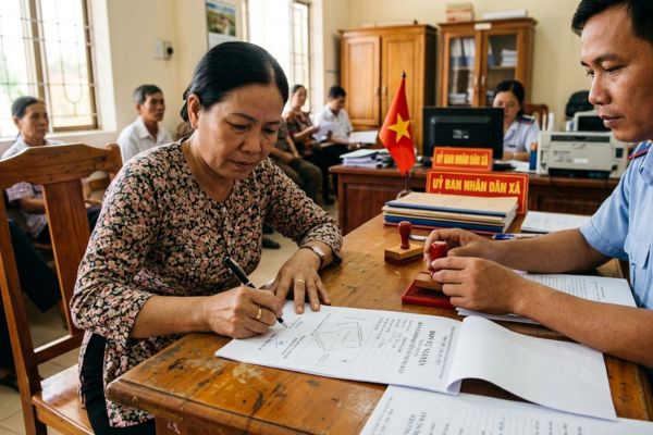 Chứng thực chữ ký trên đơn tự nguyện bàn giao quyền sử dụng đất cho nhà nước hiến đường