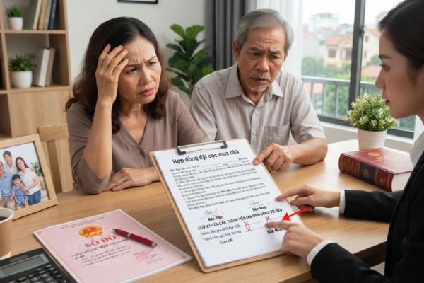 Hợp đồng đặt cọc mua nhà hộ gia đình thiếu chữ ký con cái: Hậu quả pháp lý