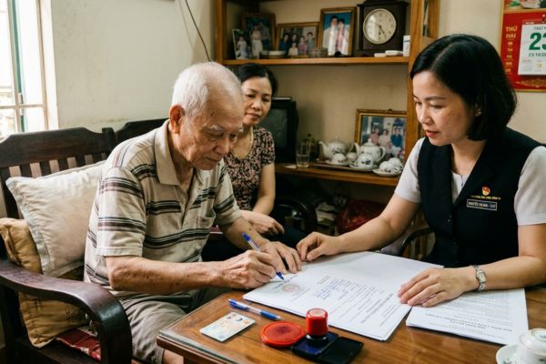 Hợp đồng dịch vụ công chứng tận nhà cho người bệnh nặng, người già yếu