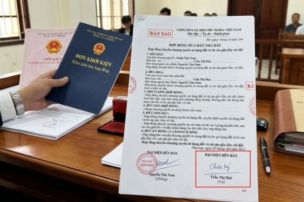 Hợp đồng mua bán nhà đất do một bên vợ/chồng tự ý ký tên: Vợ/chồng khởi kiện hủy
