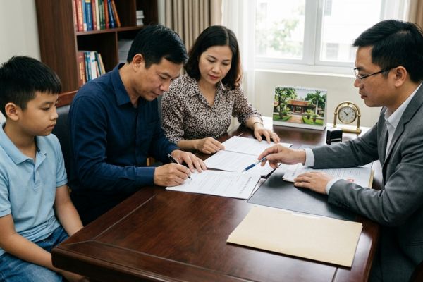 Hợp đồng tặng cho nhà đất cho con chưa đủ 18 tuổi: Ai đứng ra ký tên?
