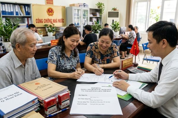 Hợp đồng tặng cho nhà đất giữa anh chị em cùng cha khác mẹ: Thuế phí trọn gói