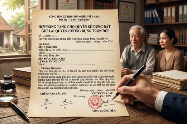 Hợp đồng tặng cho quyền sử dụng đất giữ lại quyền hưởng dụng trọn đời