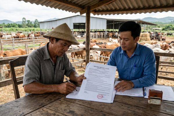 Hợp đồng thế chấp tài sản là đàn gia súc, trang trại chăn nuôi lớn