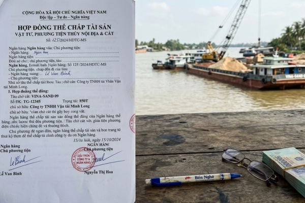 Hợp đồng thế chấp tài sản là phương tiện thủy nội địa kinh doanh cát